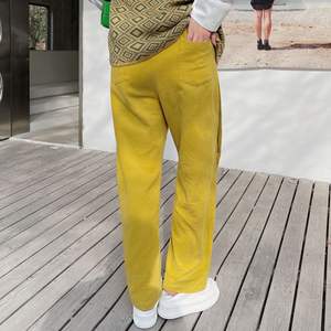 กางเกงผู้หญิงไซส์ใหญ่พิเศษมาใหม่กางเกงลำลองขาตรงเอวยางยืดสีมัสตาร์ด N8217ฤดูใบไม้ร่วงฤดูหนาว - Product Image 1