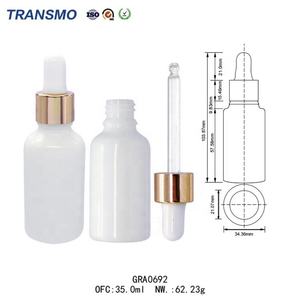 Flacon compte-gouttes en verre personnalisé 35 ml 30 ml, flacon compte-gouttes en verre OEM 30 ml à épaulement plat avec compte-gouttes - Product Image 2