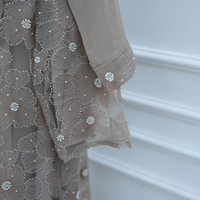 Robe longue de haute qualité et élégante à vendre à Dubaï, Moyen-Orient, pour femmes, cardigan à fleurs 3D perlé, abaya