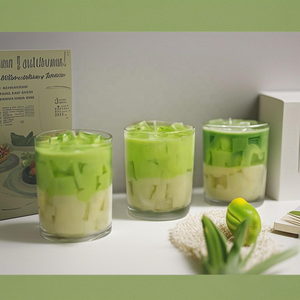Handmade <strong>Candles</strong> Christmas <strong>Candle</strong> Soy Wax <strong>Candle</strong> Jelly Wax-Ice Latte Cube Coffee &amp; <strong>Matcha</strong> Flavored in Transparent Glass Jar - Product Image 4