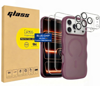Pack de 5 Coques de Téléphone Magnétiques en TPU PC Mat Ondulé avec 2 Protections d'Écran en Verre Trempé pour Objectif d'Appareil Photo pour Iphone 18 Pro Max