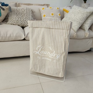 Cesto Portabiancheria Pieghevole Portatile Impermeabile in Juta/Cotone con Struttura in Metallo, Capacità 10L, per Vestiti <span class=keywords><strong>Sporchi</strong></span> - Offerta Speciale - Product Image 4