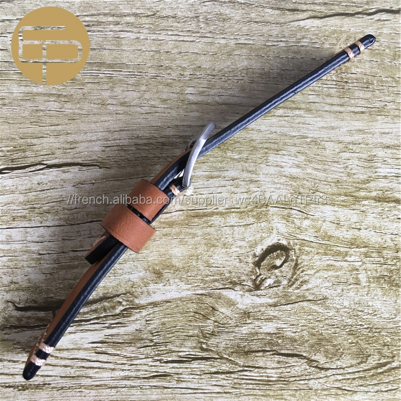 Mode 18 20 22 24 26mm vintage fou-cheval brun noir en cuir véritable bande de montre avec Pré- V boucle