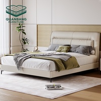Vente directe usine – Lit double en cuir moderne, taille Queen/King, pour chambre à coucher, maison, hôtel, chambre de location