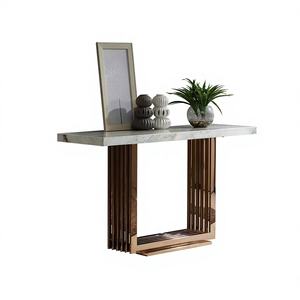 Table <span class=keywords><strong>console</strong></span> multifonctionnelle mobile <span class=keywords><strong>d</strong></span>'<span class=keywords><strong>entrée</strong></span>, style italien, luxe léger, moderne, minimaliste, en marbre et acier inoxydable - Product Image 1