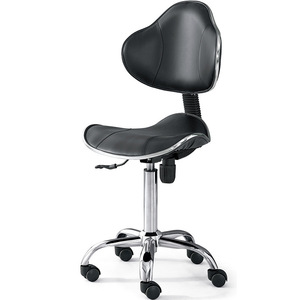 เก้าอี้ทำผม 9963 เก้าอี้สำนักงานปรับระดับความสูงได้ หุ้มหนังสีดำ - Product Image 1