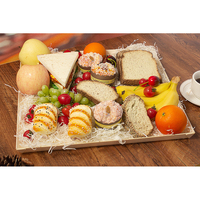 Plateau de service rectangulaire en bois avec poignées, jetable, pour fruits, petit-déjeuner, sushis, plateau de service en bois massif pour fromages