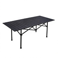 Mesa Rectangular Plegable de Acero al Carbono con Malla Metálica para Exteriores, Multifuncional para Barbacoa, Camping y Picnic