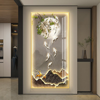 Peinture décorative moderne de luxe en porcelaine cristal pour décoration de la maison peinture avec éclairage LED à distance et cadre