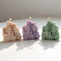 Moule en silicone Train du Père Noël pour décorations de Noël, savon, béton, bougie en cire de soja, décoration intérieure de Noël