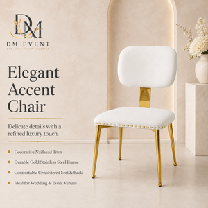 Chaise de salle à manger rembourrée en acier inoxydable doré avec garniture cloutée pour mariages, hôtels et événements de banquet (vente en gros) - Product Image 1
