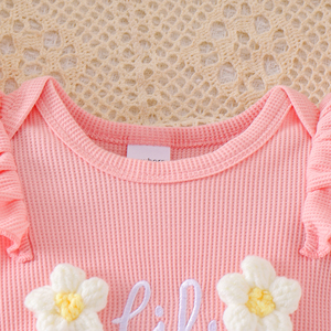 Set Tutina in Maglia per Neonata con Ricamo Personalizzato, Body con Volant, Fascia per Capelli e Calzini, Abbigliamento Carino per Fotografia Neonatale - Product Image 4