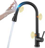 Robinet de cuisine en laiton sans plomb à double fonction avec pulvérisateur extractible activé par capteur sans contact, finition chromée en acier inoxydable 304