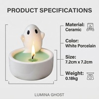 Porte-bougie en céramique fantôme mignon avec bougie parfumée, décoration d'Halloween de style nordique, cadeau d'anniversaire pour femmes, ornement pour la maison