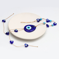 Pendentifs pour rétroviseur de voiture, breloque décorative en verre bleu, forme de lune porte-bonheur