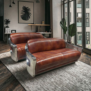 <span class=keywords><strong>Sofa</strong></span> kulit tiga kursi industri Retro kelas atas dengan fitur pendingin bingkai baja tahan karat berkilau untuk gaya loteng ruang tamu - Product Image 1