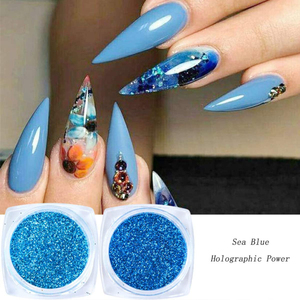Holographic Nail Glitter Charm 6 Jars, Colorful Blue, Black, Purple Nail <b>Art</b> Powder Craft <b>Sequins</b> Dust - Product Image 1