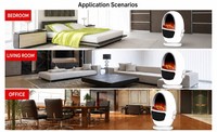 Chauffage d'appoint électrique portable avec effet de flamme 3D, 3 niveaux de chaleur, protection anti-renversement, pour intérieur et bureau