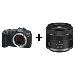 할인 판매 2024-캐논 E-EOS R8 미러리스 카메라 바디 블랙 + RF 24-50mm F4.5-6.3 STM 렌즈입니다