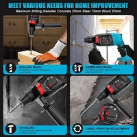 Marteau perforateur électrique 3 en 1 de haute qualité, outil à percussion efficace pour le perçage et le cisaillage du béton, travaux d'ingénierie