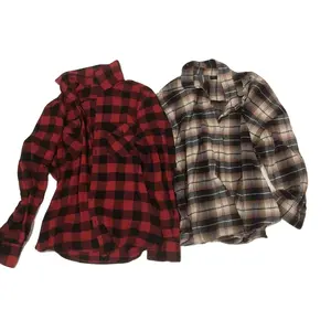 wholesale flannel shirts second hand clothing full sleeve used check shirts for men ladies