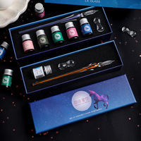 Ensemble de stylos plume en verre Pyrex pour calligraphie, idéal pour étudiants et finance, avec plume de 1,2 mm pour l'écriture artistique, le dessin et les signatures - Édition 2026