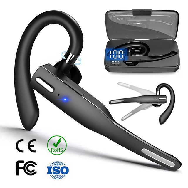 Dropshipping 525 Adjustable Rotation Business Bluetooth Earphone with CE FCC Rohs Single Ear Hook TWS Office Wireless Headphone