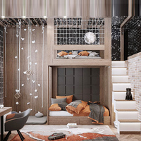Lit cabane moderne de luxe léger pour garçons, base secrète, lit enfant en bois massif, maisonnette multifonctionnelle, lit superposé pour adolescents
