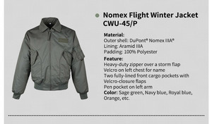 เสื้อแจ็คเก็ตนักบิน Nomex ชุดดับเพลิง CWU 45P - Product Image 4