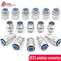 Connecteur d'aviation circulaire push-pull XS12, 2/3/4/5/6/7 broches, 250V 3A, prise de panneau métallique pour aviation