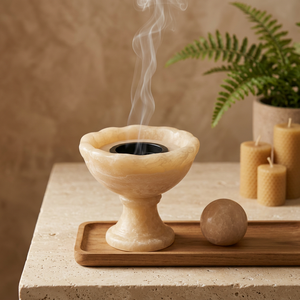Quemador de Incienso de Resina, Difusor de Aromaterapia, Diseño de Pedestal de Piedra Natural, Humo Ascendente, Decoración Elegante para el Hogar, Uso en Todas las Estaciones, Ramadán - Product Image 4