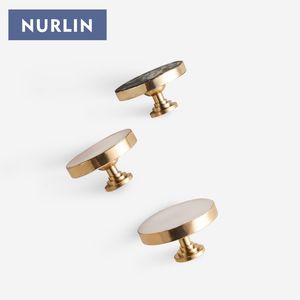 NURLIN Natur kristall Knopf beschichtung Gold Messing Verzierung Weiß Rosa Kristall Möbel Schrank Schrank Griff Erz Wand - Product Image 4