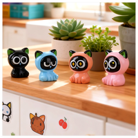 Promotion Lot de Mini Maisons de Poupées en Résine, Petites Figurines Mignonnes pour Enfants, Mini Grand Chat Noir & Figurines d'Animaux pour Jouets de Bain