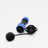 Connecteur étanche à soudure pour aviation à 6 broches avec bride circulaire, utilisable pour les connexions électriques
