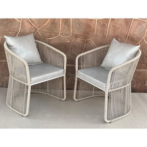 Durable Modern Rattan Double <b>Seating</b> Set with White Cushions and Glass Side Table Stylish Lounge <b>for</b> Patio & Garden - Product Image 1