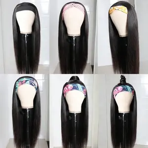 Goedkope Kinky Krullend Hoofdband Pruik Human Hair Straight Virgin Hair Lijmloze Menselijk Haar Pruiken Voor Zwarte Vrouwen