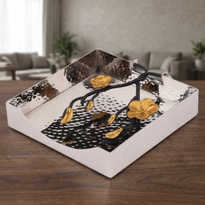 <span class=keywords><strong>Portatovaglioli</strong></span> a Forma di Anello in Acciaio Inossidabile <span class=keywords><strong>Argento</strong></span> e Oro, Ecologici, con Motivo Frangipani - Product Image 3