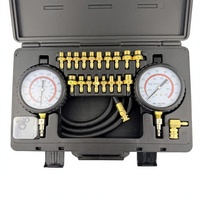 Kit de test de compression moteur 23 pièces pour moteurs essence/diesel avec manomètres et tuyaux en métal