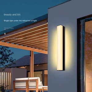 Modern Outdoor LED Linear Wall Lights Waterproof Porch <b>Lamp</b> with Remote Dimmable and Solar Powered IP 65 Rating Black Color - Product Image 5