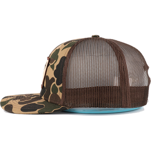 Maßgefertigte Entenbraune Tarnmuster <span class=keywords><strong>Snapback</strong></span> Mesh <span class=keywords><strong>Patch</strong></span> Logo 6-Panel Richardson 112 Trucker Kappe Mütze - Product Image 3