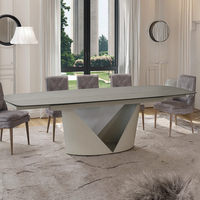 Table à manger moderne sur mesure, luxe léger, pieds en métal, plateau en céramique, verre trempé, pliable, extensible, utilisation hôtelière, grande taille