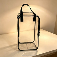 Sac de voyage cosmétique pliable en PVC transparent, durable, résistant à l'eau, grand format, réutilisable, avec fermeture éclair