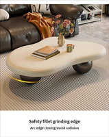 Nouvelle table basse en bois crème nuageux de style français, luxe léger, irrégulière, moderne et simple, pour salon et petits appartements
