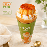 Manchon en papier alimentaire imprimé sur mesure pour cornets de crème glacée, gaufres bulles, churros, frites, emballage à emporter pour desserts