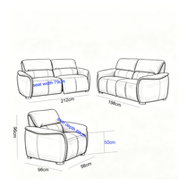 Modernes Komfortables Power Zero Wall Relaxsofa-Set Wohnzimmer Heimeinrichtungs-Set mit Elektrischer Verstellung Echtleder-Couch