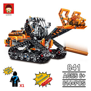 ชุดตัวต่อพลาสติกเพื่อการศึกษา,ชุดรถบรรทุกบล็อกก่อสร้างแบบ Diy ขนาดเล็ก814ชิ้นเกมกระดาน <span class=keywords><strong>Brainbox</strong></span> รถตักตีนตะขาบ - Product Image 3