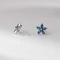 Blaue Zirkonia Blumen form 925 Sterling Silber Ohr stecker Ohrringe Kleine CZ Ohrringe Modeschmuck für Frauen
