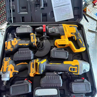 Vente d'usine Ensemble d'outils sans fil sans balais à batterie 4 pièces Meuleuse d'angle de 125 mm Perceuse électrique Marteau Clé