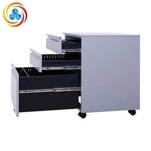 Meuble de classement mobile à 3 tiroirs entièrement assemblé, design moderne en métal noir, format A4, avec serrure à clé et roulettes, pour bureau à domicile ou salon - Product Image 4
