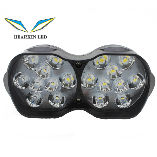DC 12V 1500lm Motorcycle Light 18 LED High Power Headlight for Motorcycle Scooter Driving Lights Fog Spot Lamp